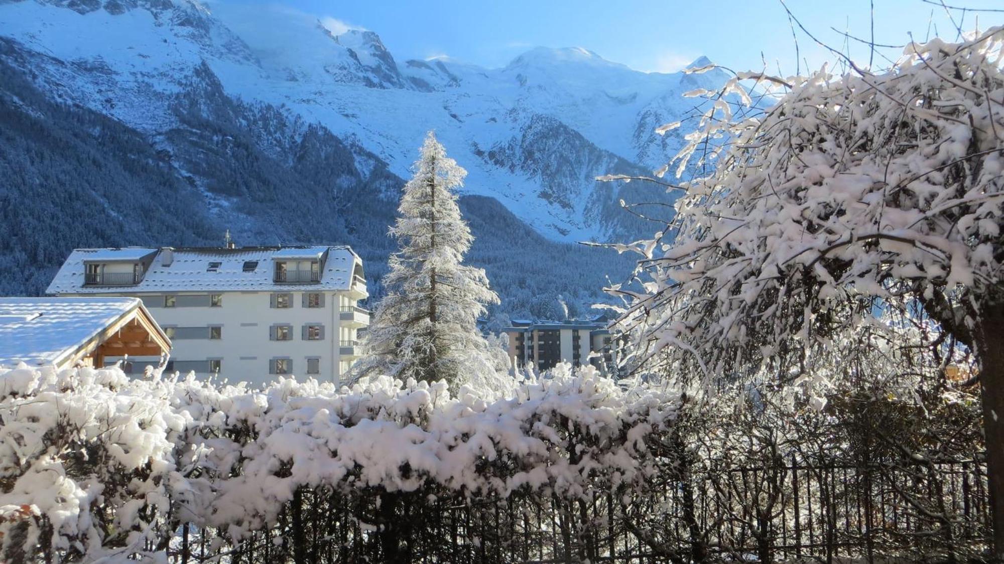 Ferienwohnung Les Alpins - Centre De Chamonix - Renove Avec Jardin Et Vue Imprenable Sur Le Montblanc Exterior foto